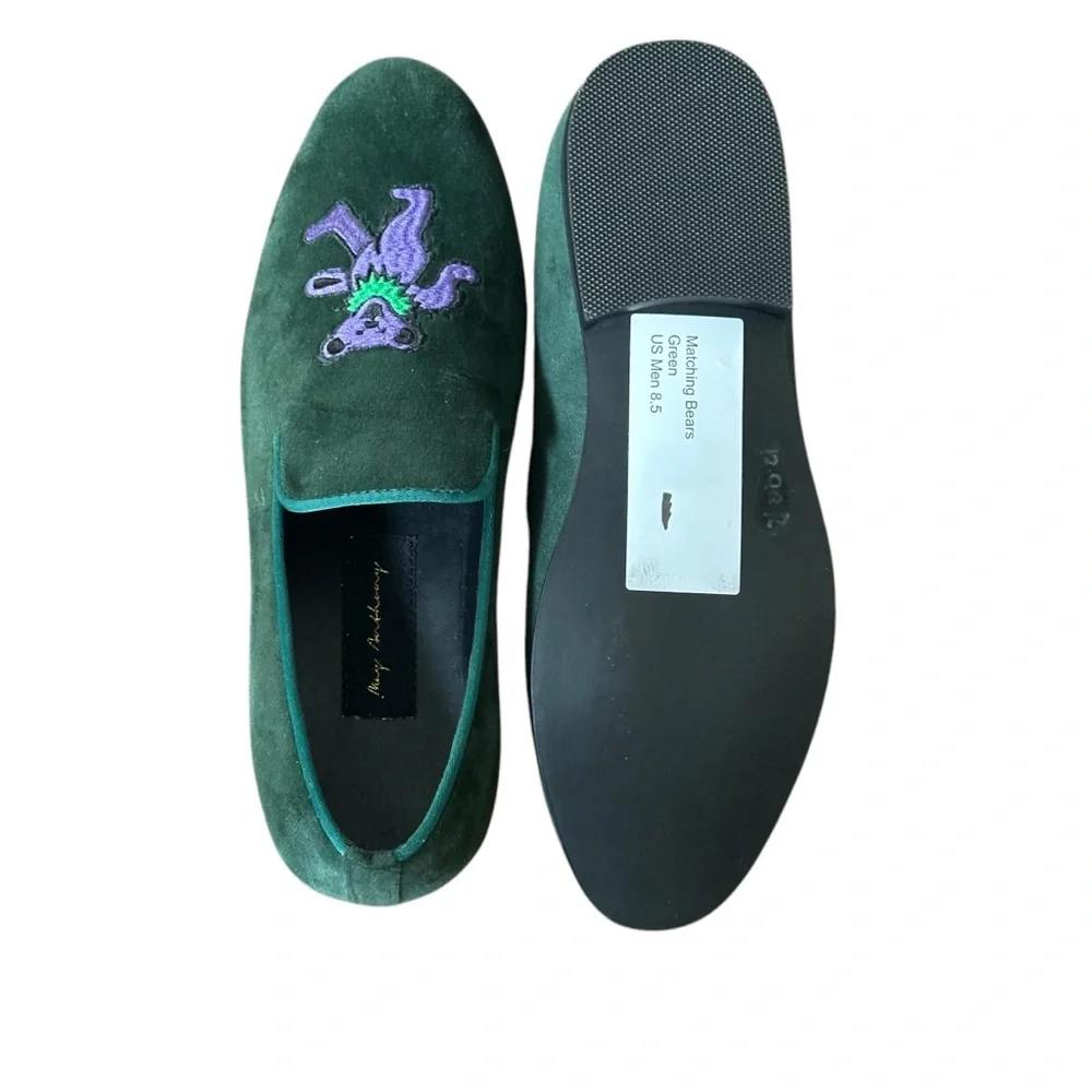 Grateful Dead Dancing Bears velvet loafers May Anthony men’s 8.5 slippers - Picture 3 of 10